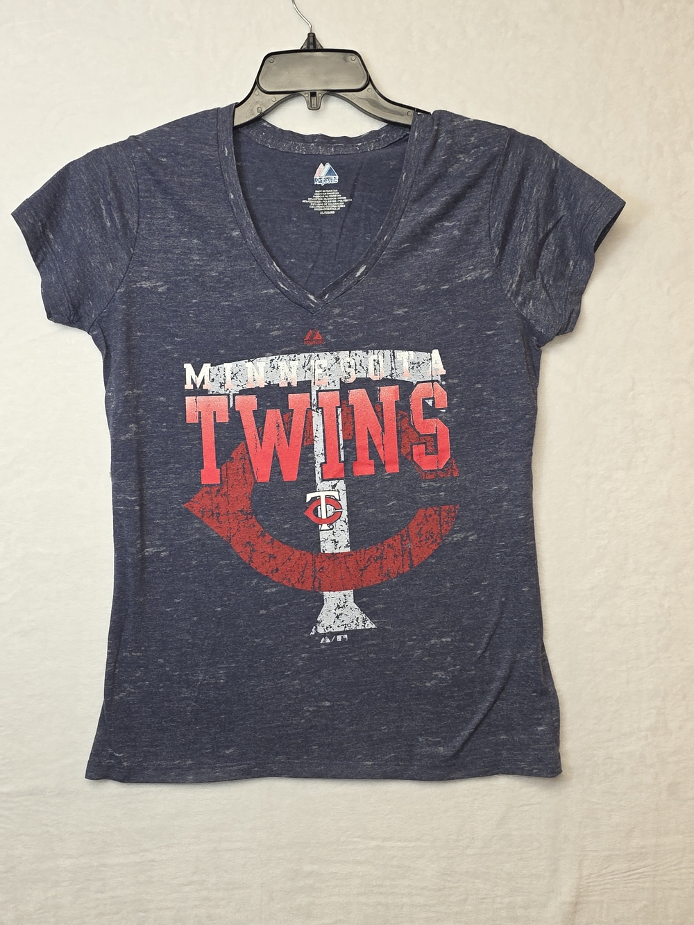 Minnesota Twins Navy V-Neck Tee with Red Graphic